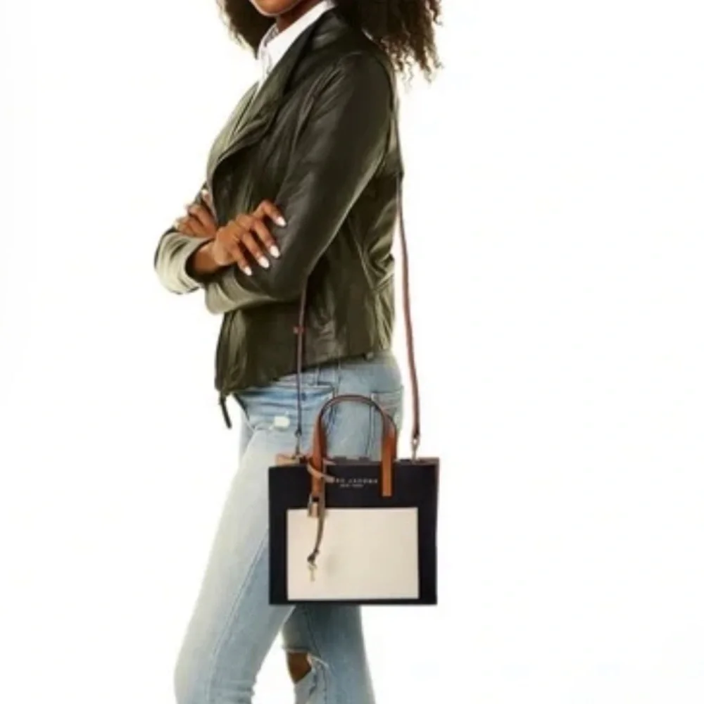 Marc Jacobs Black, Cream & Tan Leather Structured Tote - Picture 4 of 6